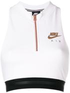 Nike Cropped Zip Front Tank Top - White