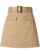 Alexa Chung - Patch Pocket Skirt - Women - Cotton/viscose - 8, Brown, Cotton/viscose