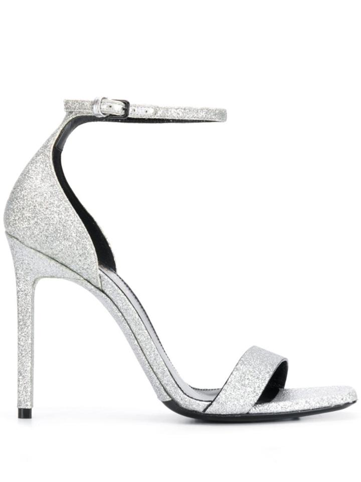 Saint Laurent Amber 105 Sandals - Silver