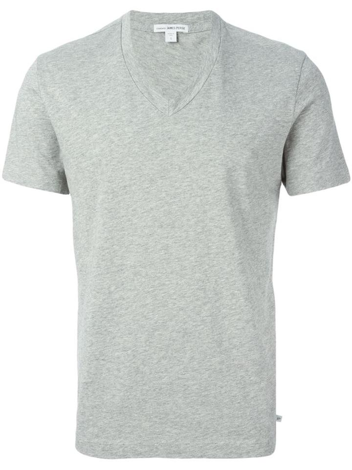 James Perse V-neck T-shirt, Men's, Size: 2, Grey, Cotton