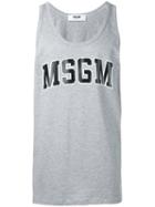 Msgm - Logo Print Tank - Men - Cotton - L, Grey, Cotton