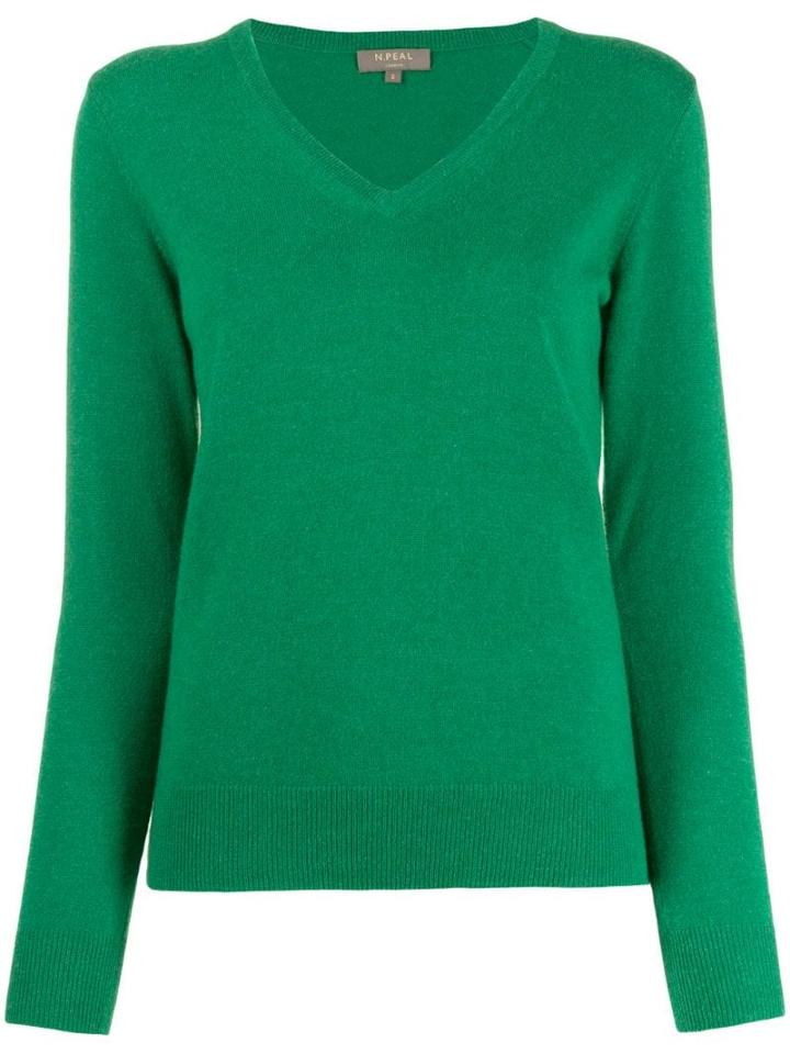 N.peal Cashmere V-neck Jumper - Green