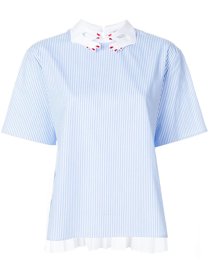Vivetta Hand Collar Striped Blouse - Blue