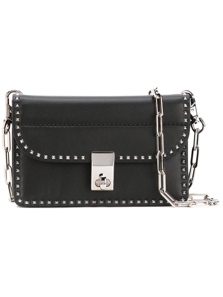 Valentino Valentino Garavani Stud Stitching Shoulder Bag - Black