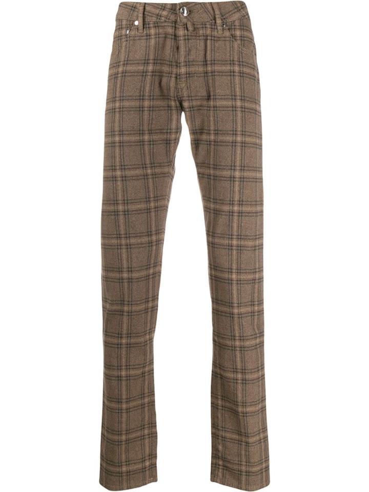 Jacob Cohen Plaid Print Flared Trousers - Neutrals