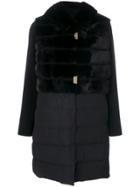 Liska Padded Fur Coat - Black