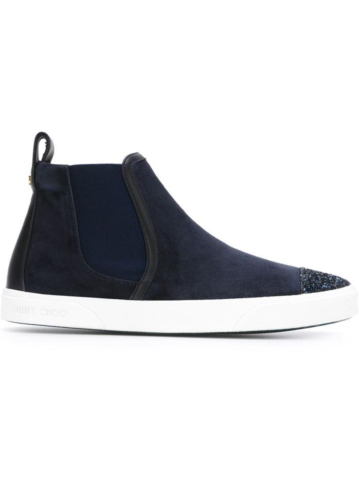 Jimmy Choo Della Hi-top Sneakers, Women's, Size: 37, Blue, Suede/leather/rubber/pvc
