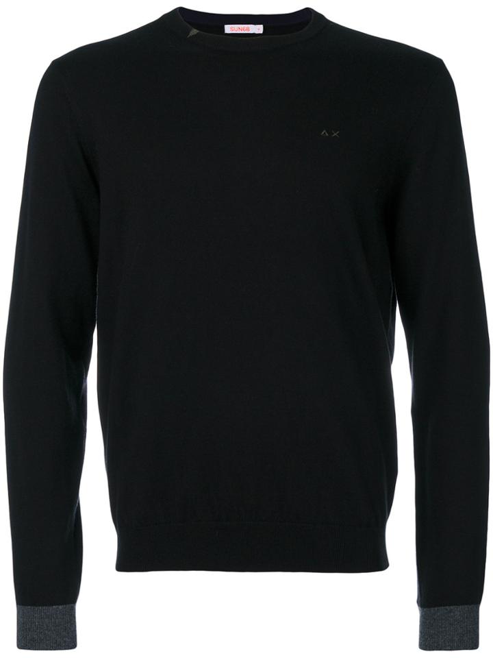 Sun 68 Contrast Cuff Sweater - Black