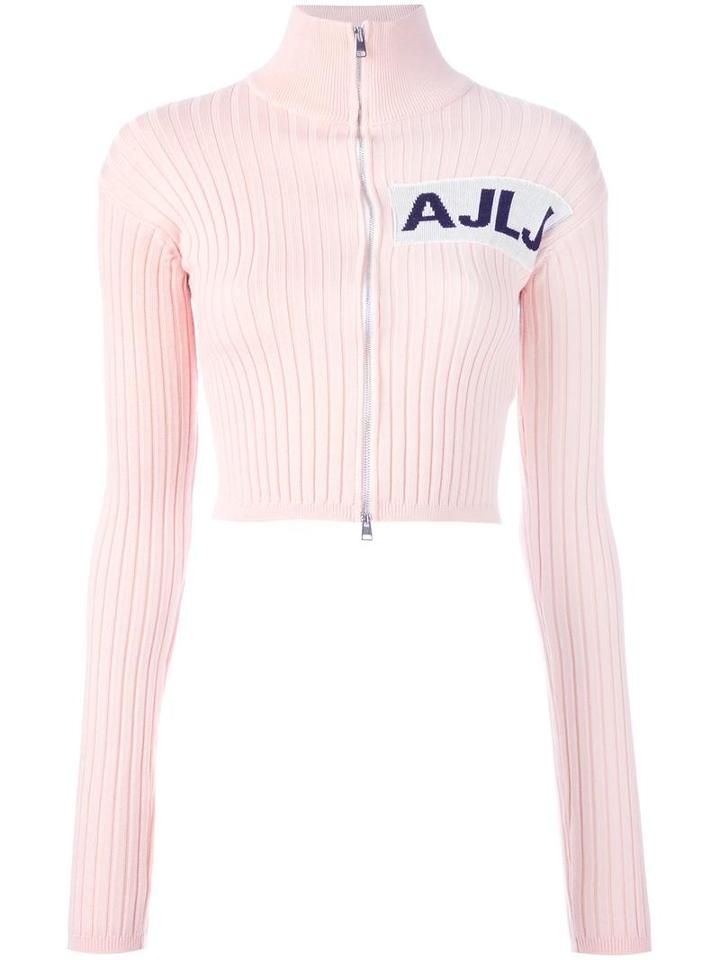 Au Jour Le Jour Cropped Zipped Cardigan, Women's, Size: 42, Pink/purple, Acrylic/wool/cashmere