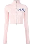 Au Jour Le Jour Cropped Zipped Cardigan, Women's, Size: 42, Pink/purple, Acrylic/wool/cashmere