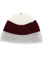 N.peal Pom-pom Colour Block Beanie Hat - Nude & Neutrals