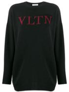 Valentino Vltn Logo Knitted Sweater - Black