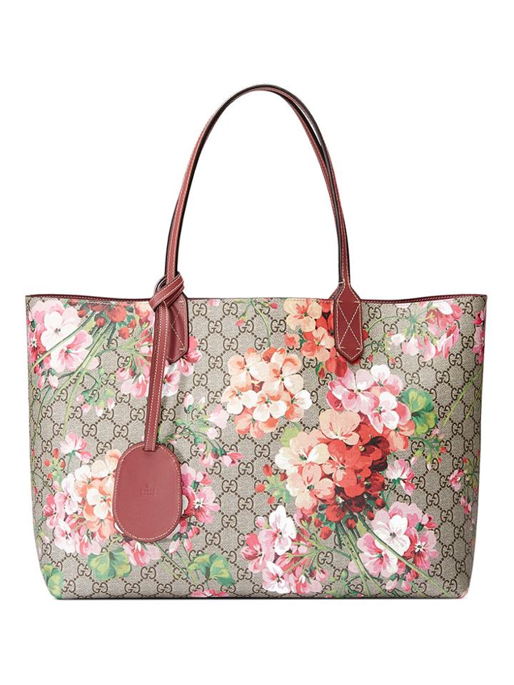 Gucci Reversible Gg Blooms Leather Tote - Nude & Neutrals