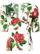 Dolce & Gabbana Coffeepot And Rose Print Top - White