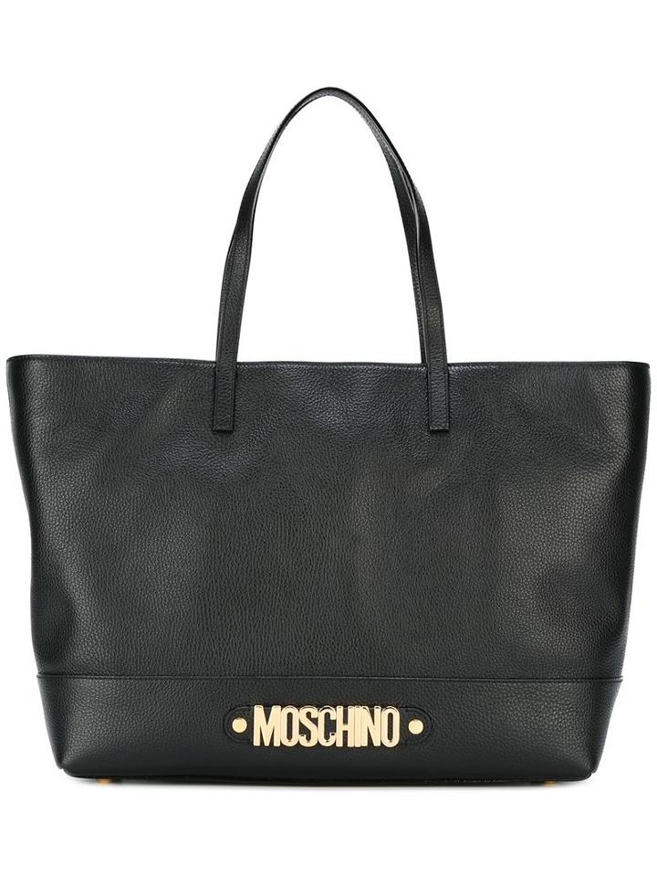 Moschino Letters Tote, Black, Calf Leather