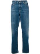Saint Laurent - High-waisted Straight Leg Jeans - Women - Cotton - 26, Blue, Cotton