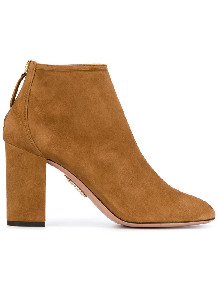 Aquazzura Brown Suede Downtown 90 Ankle Boots