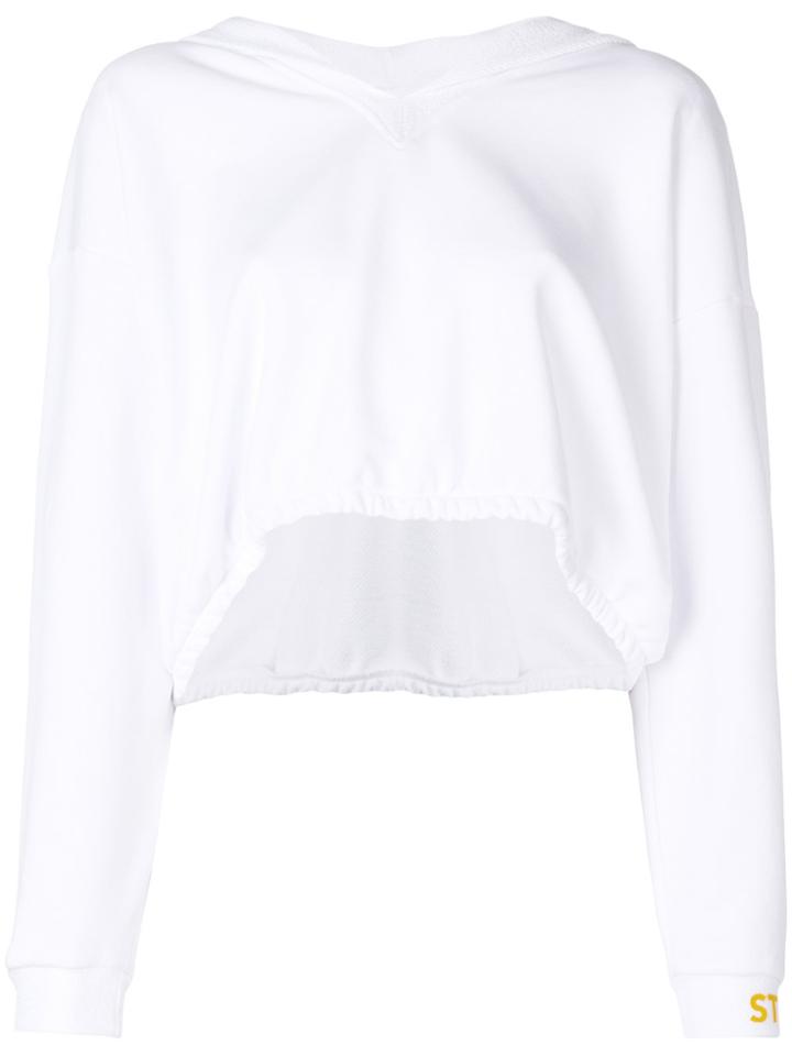 Styland Oversized Hood Cropped Sweater - White