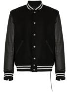 Mastermind Japan Logo Embellished Leather Varsity Jacket - Black