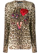 Dolce & Gabbana Love Applique Leopard Print Jumper - Multicolour
