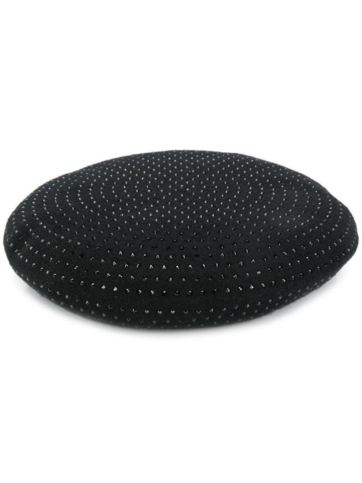 Saint Laurent Crystal Embellished Beret - Black