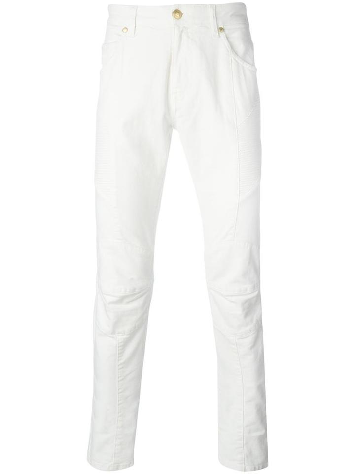 Pierre Balmain Slim Biker Jeans, Men's, Size: 34, White, Cotton/spandex/elastane