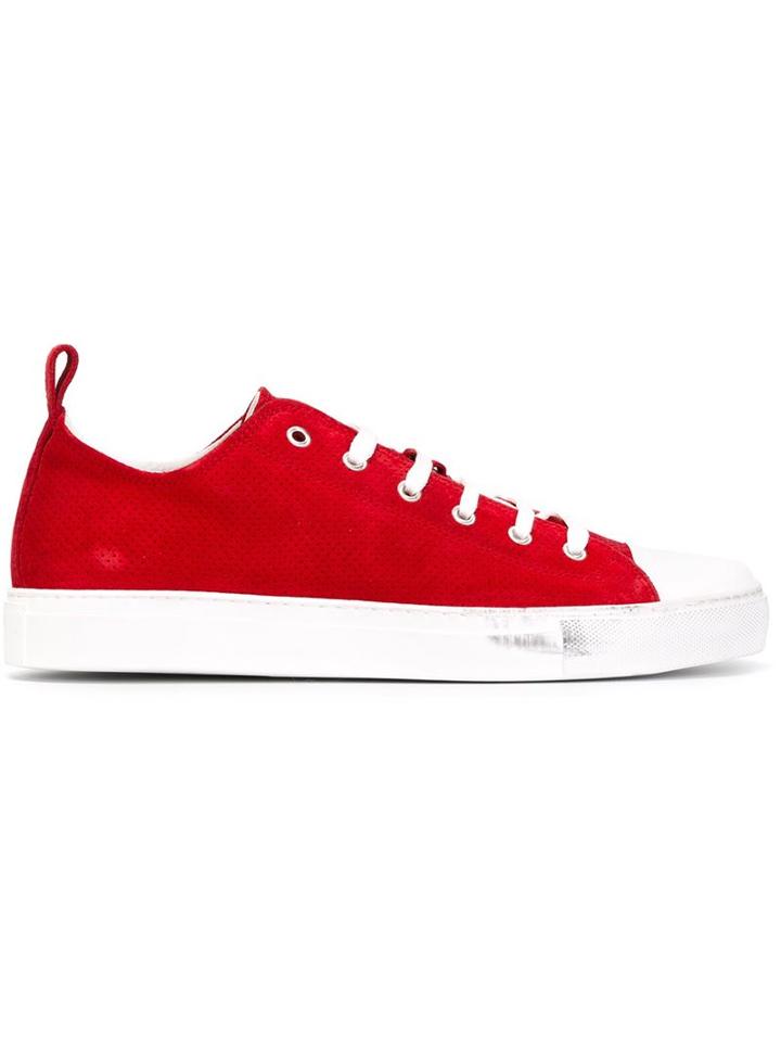 Eleventy Perforated Sneakers, Men's, Size: 45, Red, Suede/rubber