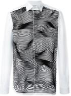 Neil Barrett Zig-zag Applique Shirt, Men's, Size: 42, White, Cotton