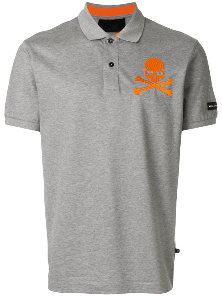 Philipp Plein Skull Embroidered Polo Shirt - Grey
