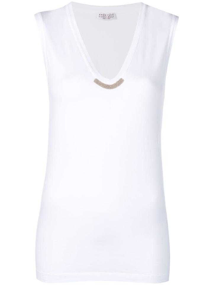 Brunello Cucinelli Brass Detailed Vest Top - White