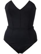 Fleur Du Mal Strapless V-neck One Piece - Black