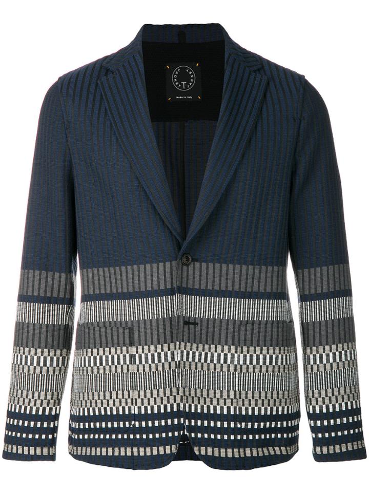 T Jacket Colour-block Fitted Blazer - Blue