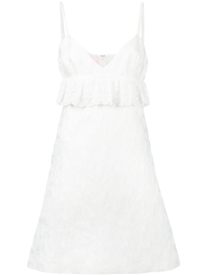 Giamba Ruffled Mini Dress, Size: 44, White, Cotton/polyester/polyamide