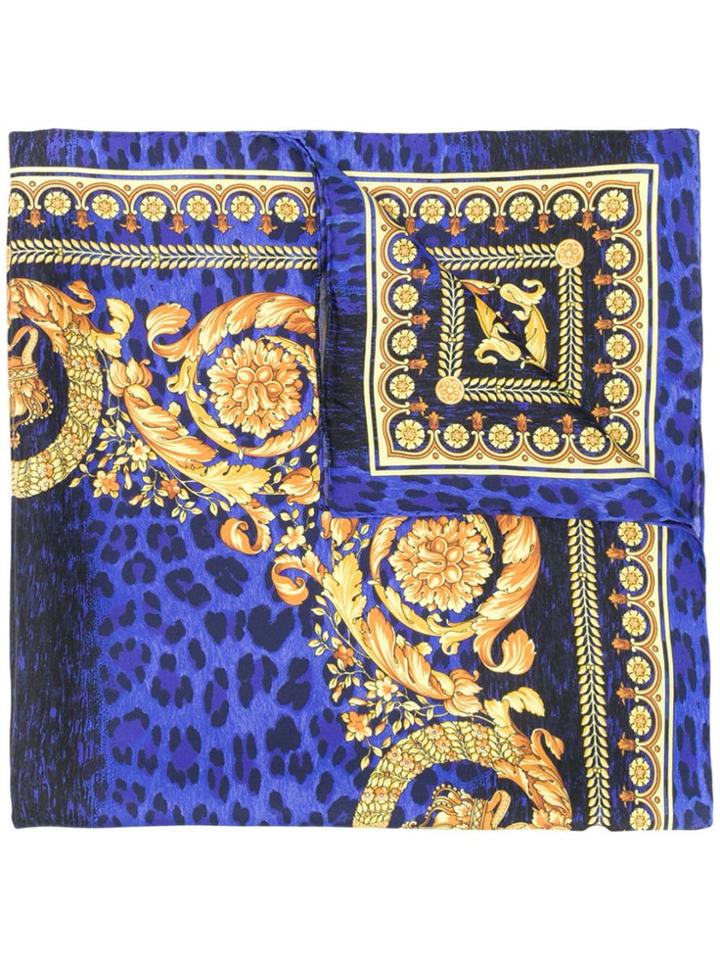 Versace Wild Barocco Print Scarf - Blue