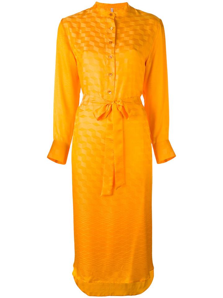 Indress - 'lagos' Shirt Dress - Women - Silk/modal - 2, Yellow/orange, Silk/modal