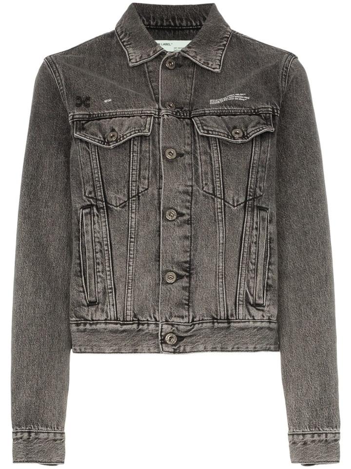 Off-white Bleached Caban Denim Jacket - Grey