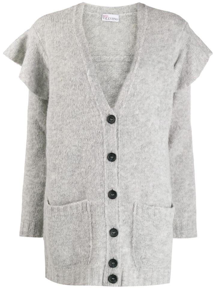 Red Valentino Ruffle Details Cardigan - Grey