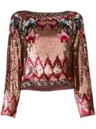 Alberta Ferretti Sequin Patterned Blouse - Pink & Purple