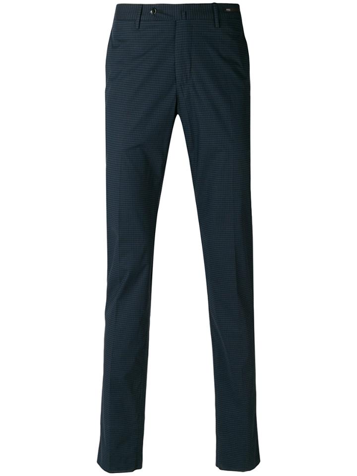 Pt01 Slim-fit Check Trousers - Blue