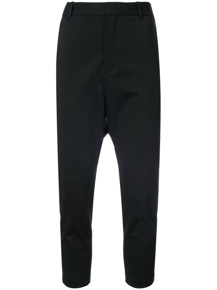 Nili Lotan - Cropped Drop-crotch Tailored Trousers - Women - Spandex/elastane/wool - 2, Blue, Spandex/elastane/wool