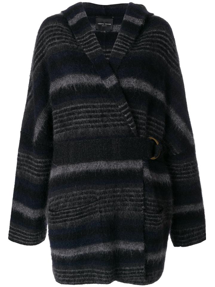 Roberto Collina Belted Cardigan With Hood - Blue