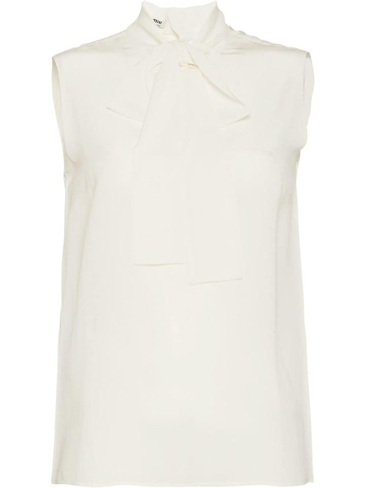 Miu Miu Bow Neck Blouse - White