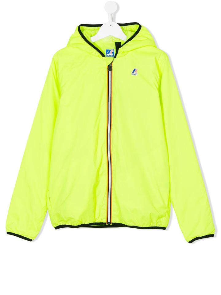 K Way Kids Teen Logo Hooded Jacket - Yellow & Orange
