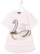 Roberto Cavalli Kids Studded Swan T-shirt, Girl's, Size: 6 Yrs, Pink/purple