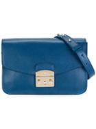 Furla Chain Strap Shoulder Bag, Women's, Blue, Calf Leather/nylon/viscose