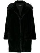 Styland Faux Fur Oversized Coat - Black