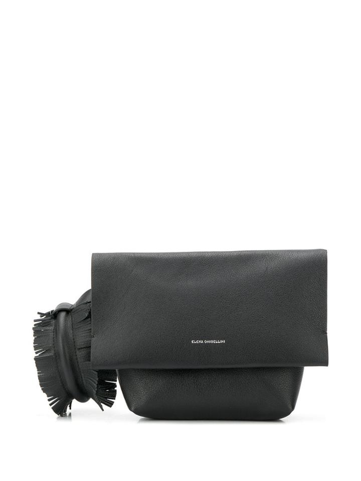 Elena Ghisellini Fringed Clutch Bag - Black