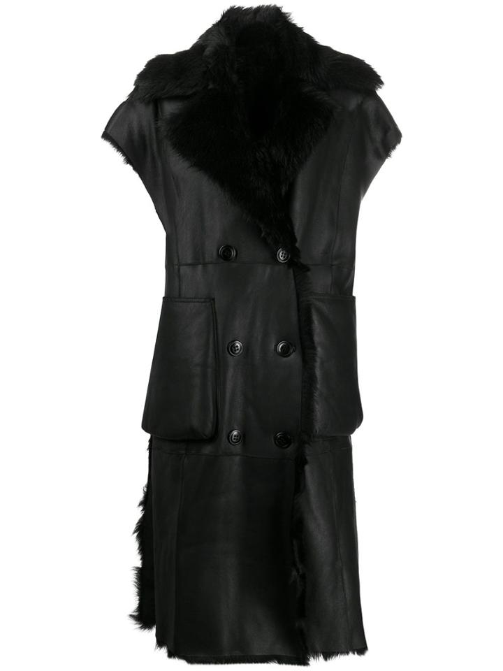 Diesel L-irta Sleeveless Shearling Coat - Black
