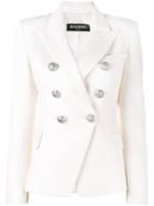 Balmain Double Breasted Blazer, Women's, Size: 38, White, Wool/viscose/cotton