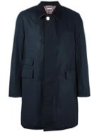 Thom Browne Single Breasted Coat, Men's, Size: 4, Blue, Cotton/wool/nylon/cotton